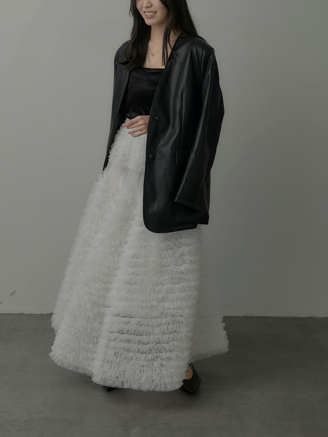 ドラマチックフリルチュールスカート