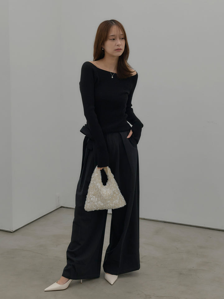 ウエストリボンワイドパンツ