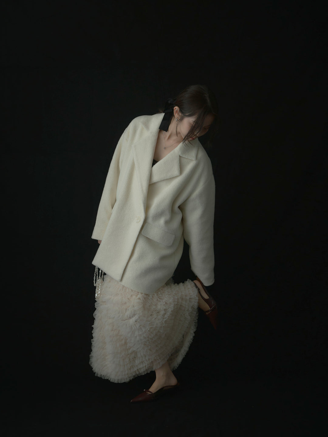 ドラマチックフリルチュールスカート