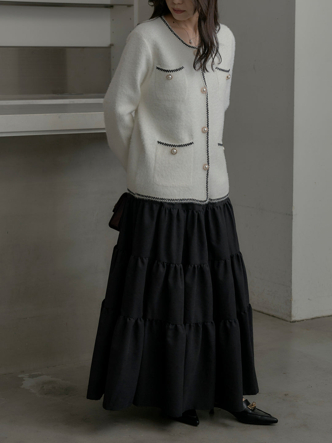 【Essential】ピーチスキンティアードスカート