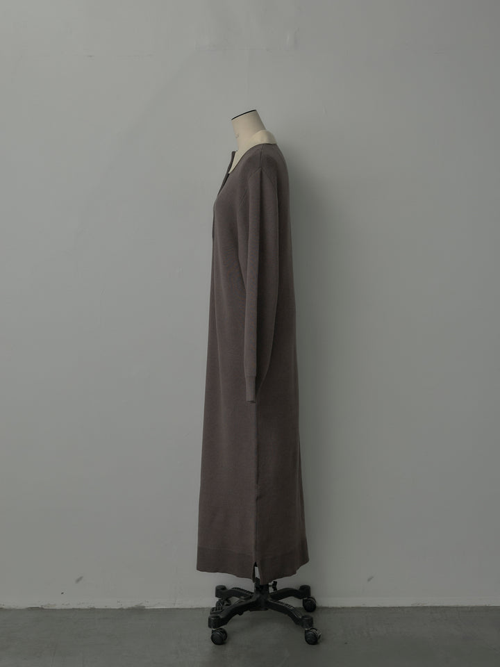 配色ポロニットワンピース