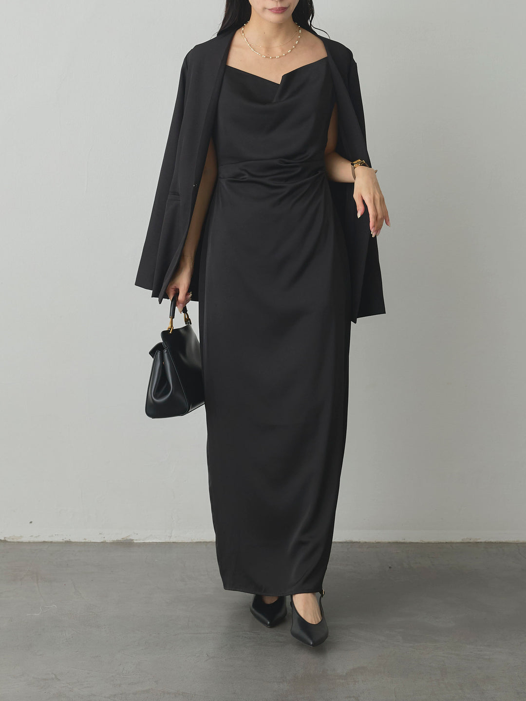 【Essential】フロントホックノーカラージャケット