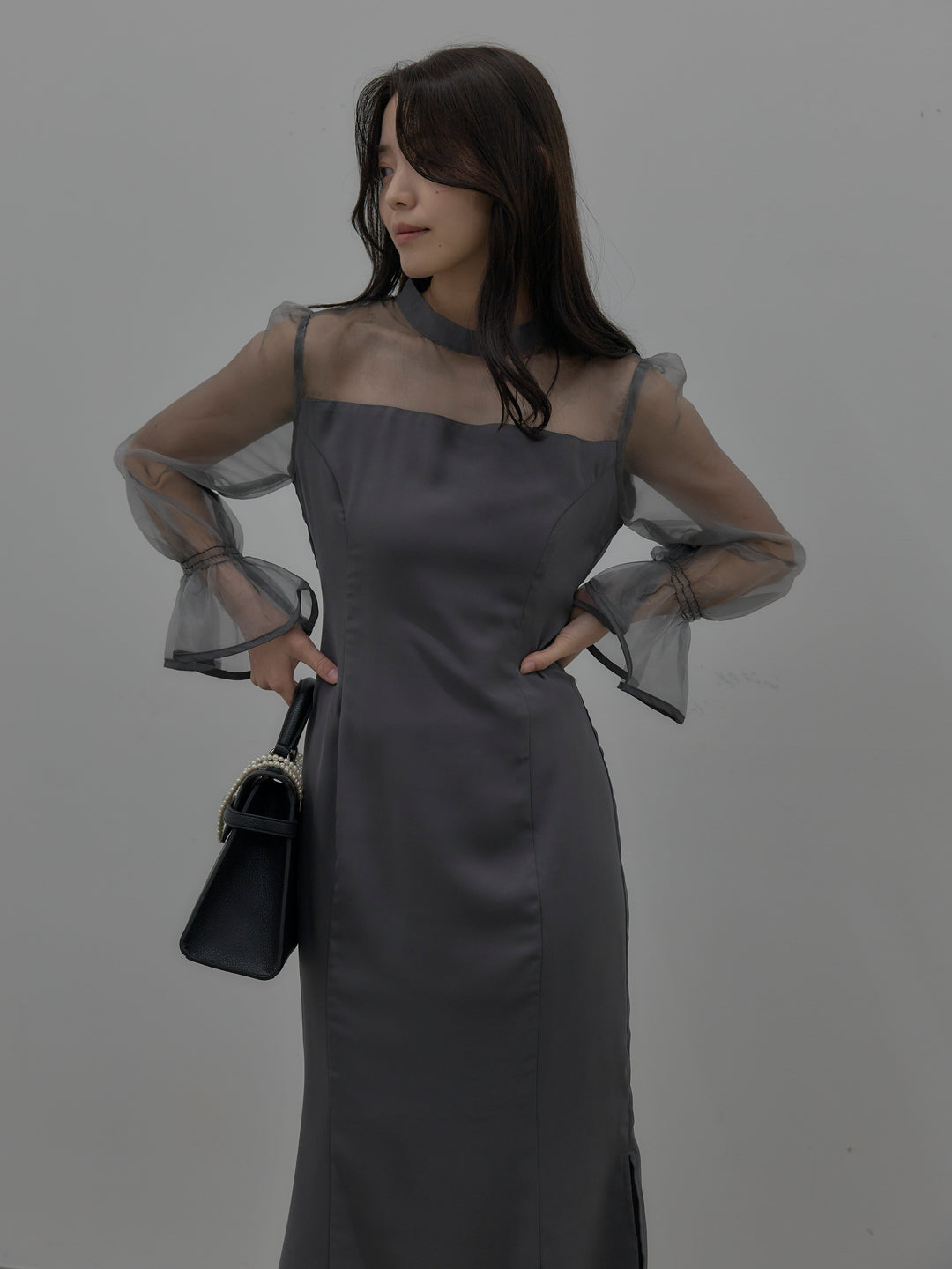 【essential】スタンドカラーマーメイドドレス
