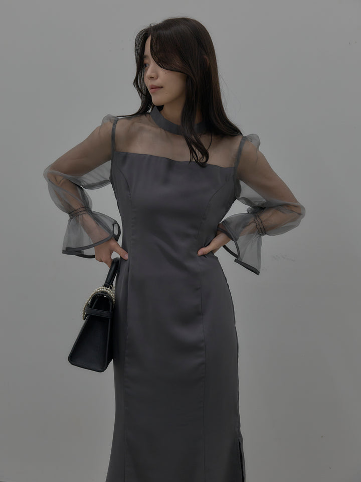 【essential】スタンドカラーマーメイドドレス