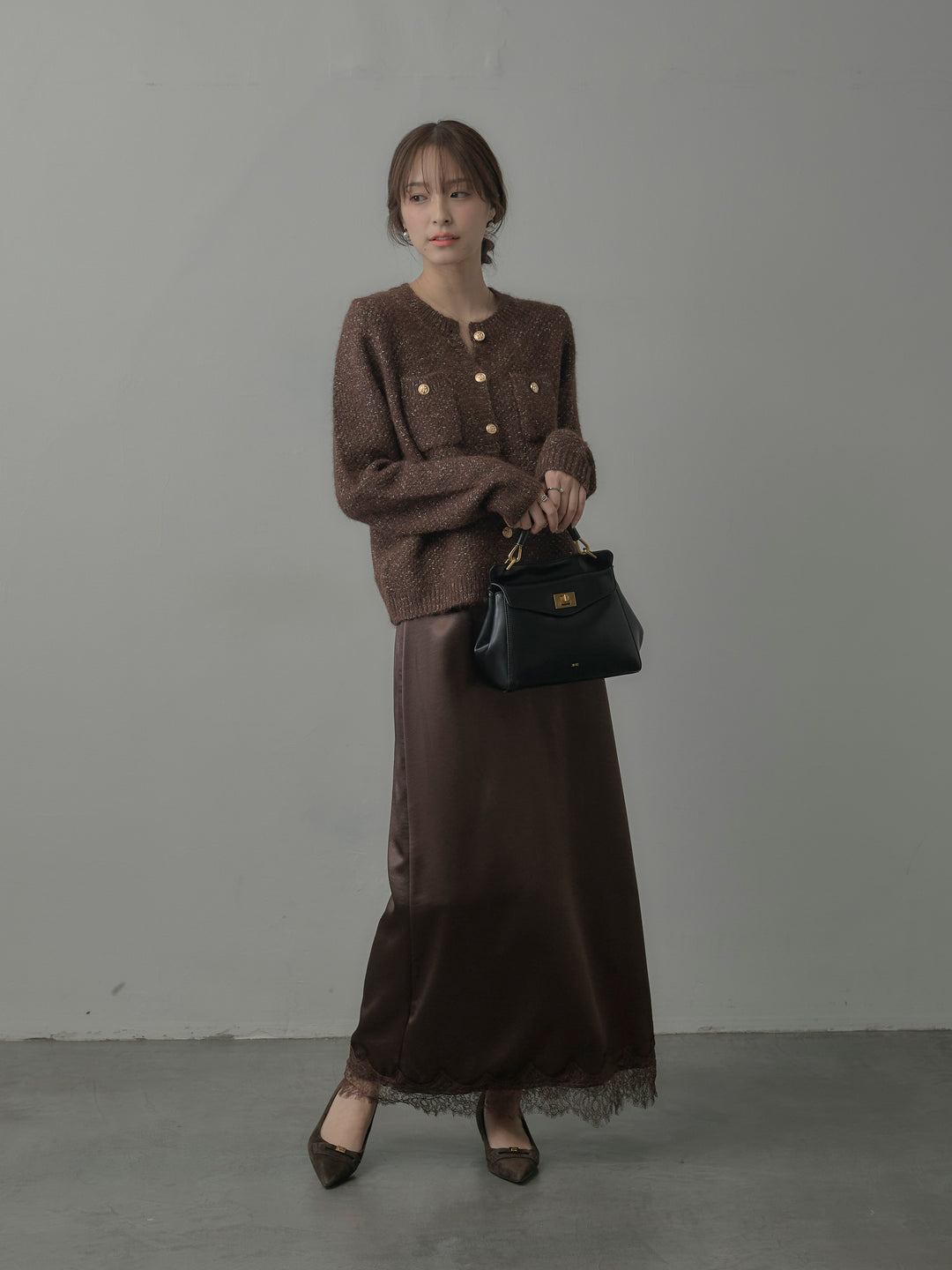 MIXニットゴールドボタンニットカーディガン