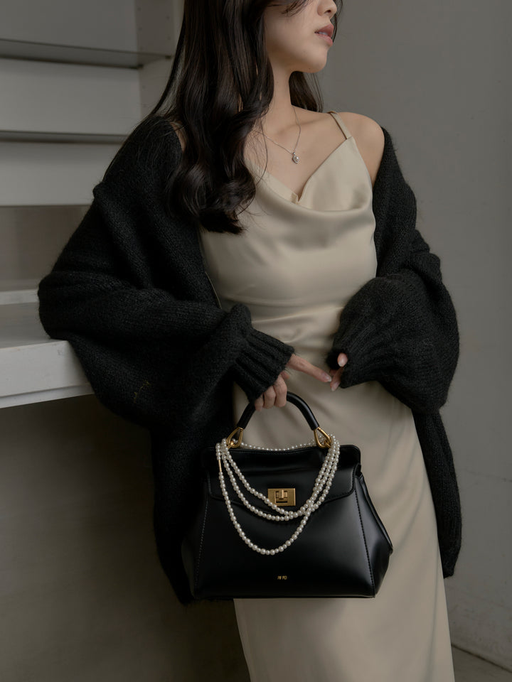 【SET】モヘアライクオーバーニットカーディガン+【Essential】サテンドレープキャミワンピ(2set)