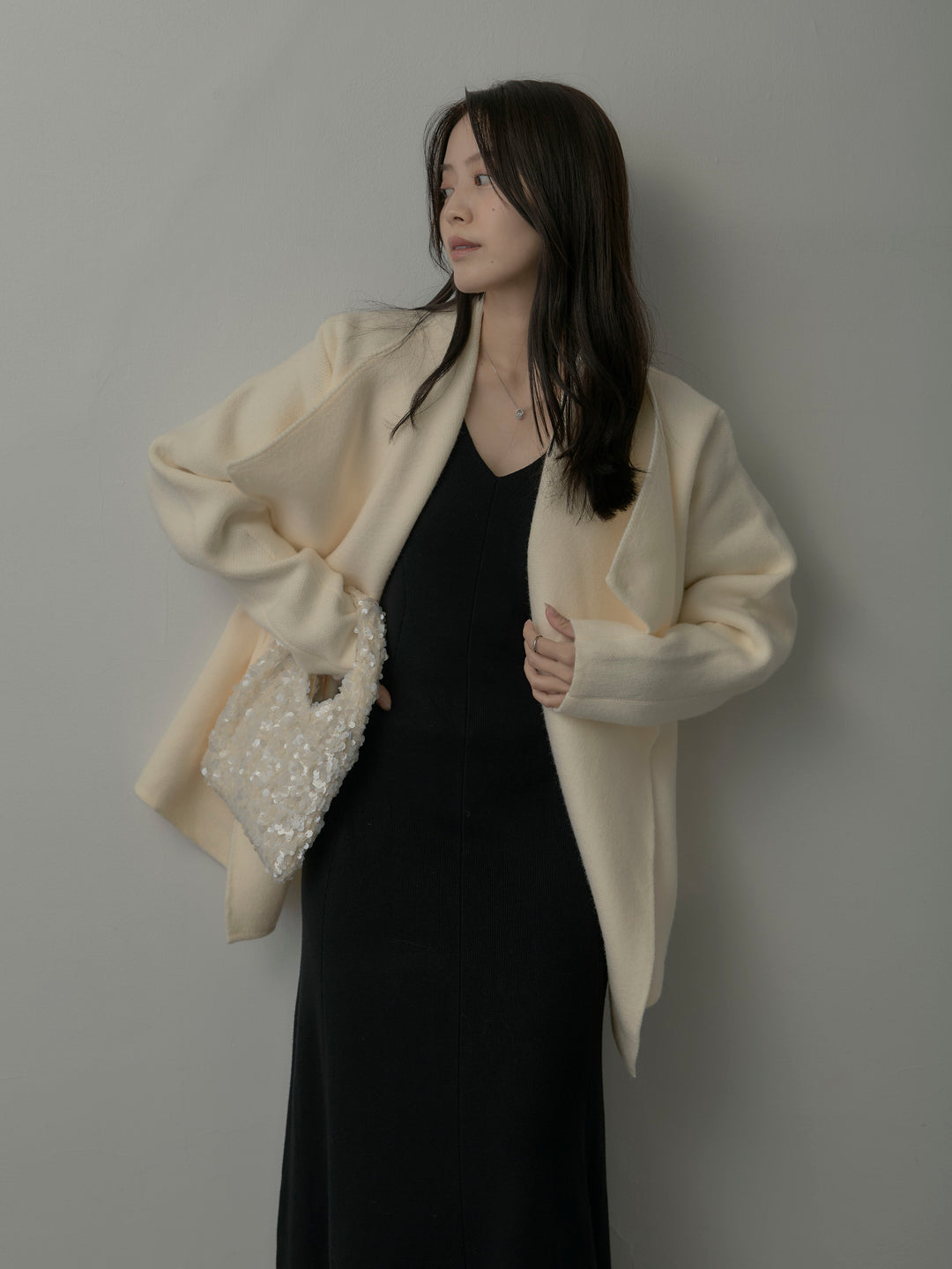 ショールカラーニットカーディガン