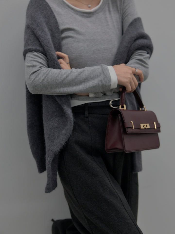 【SET】バイカラーレイヤードカットソー+カーブデザインスウェットライクパンツ(2set)