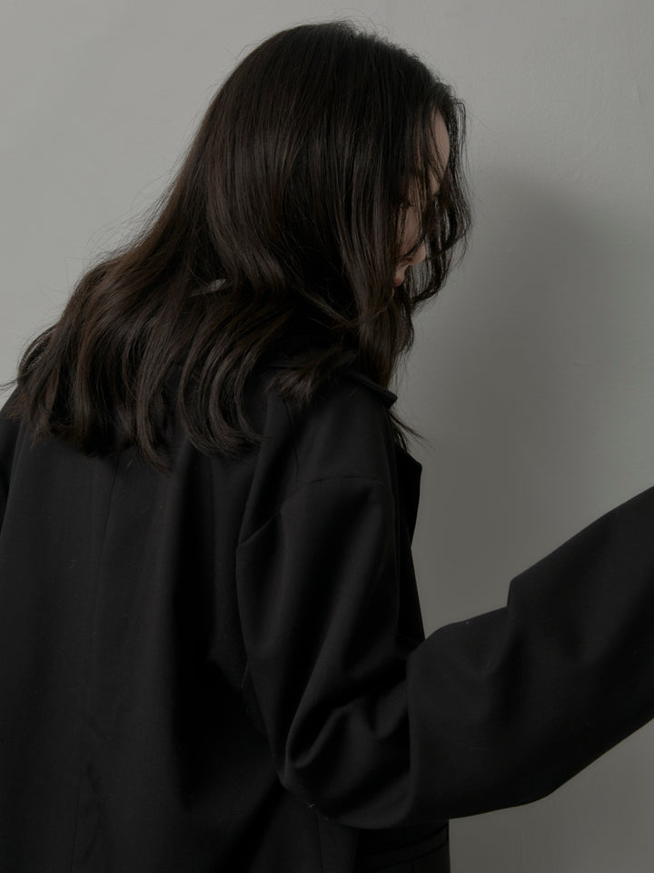 【SET】【Essential】ボックスシルエットテーラードジャケット+【Essential】ウールタッチミニスカート(2set)