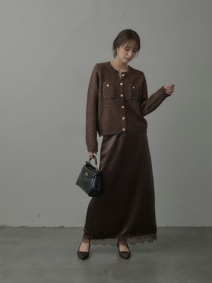 裾レースサテンスカート