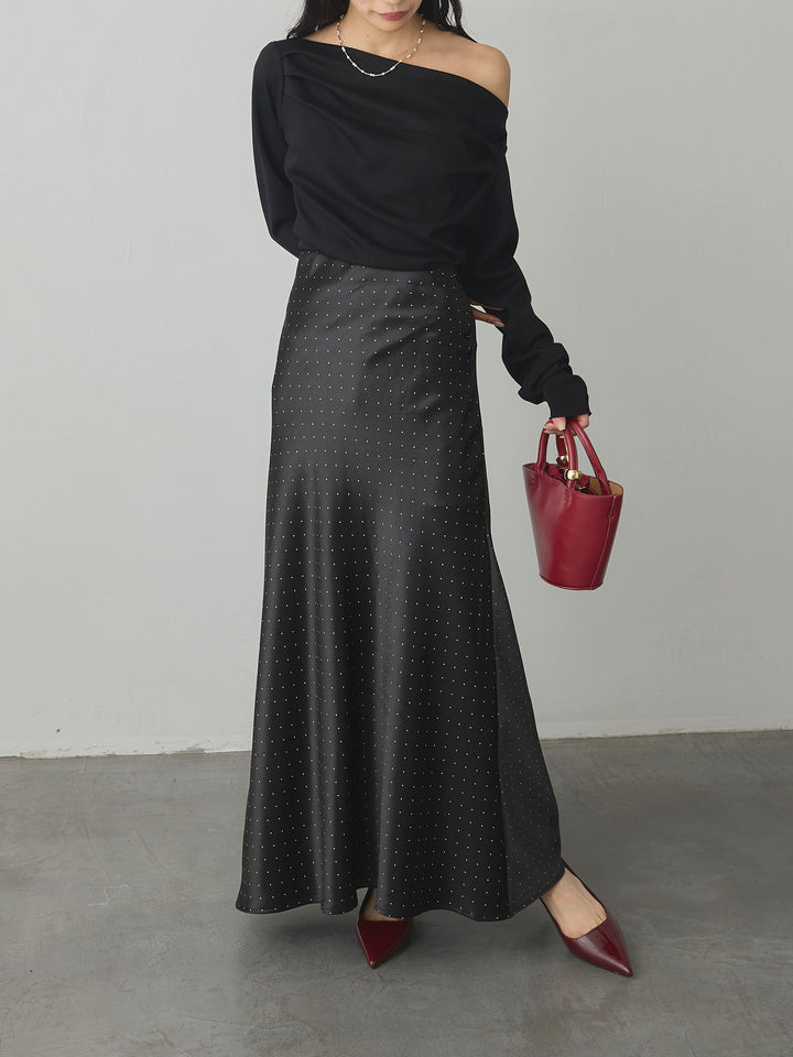 【Essential】2wayショルダードレープカットトップス