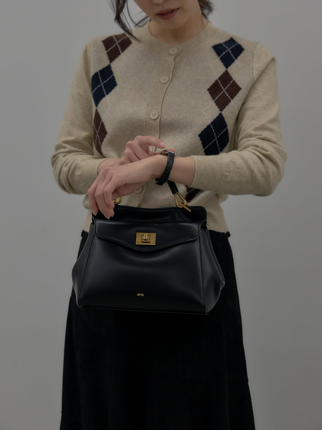 アーガイル柄ニットカーディガン