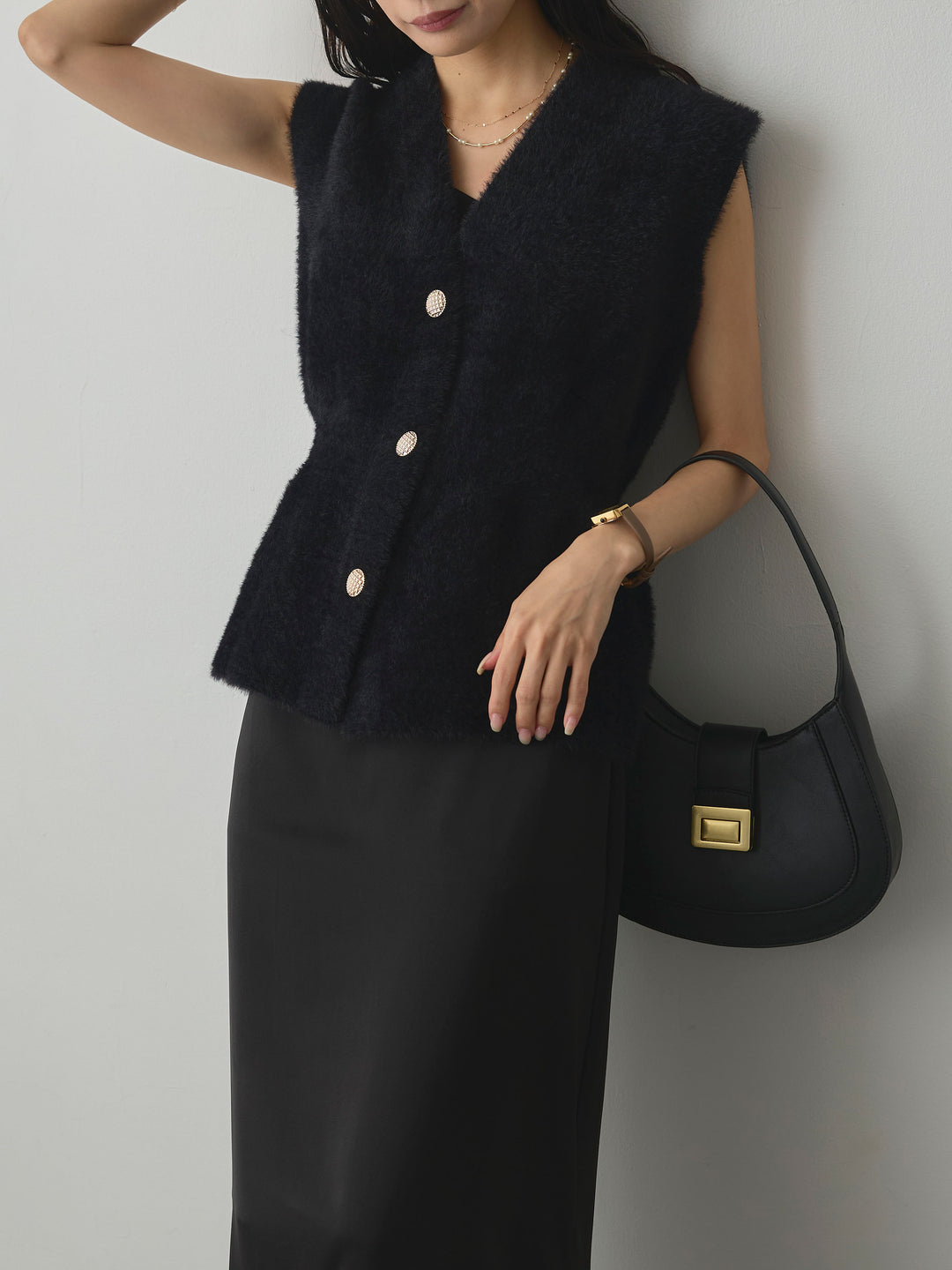 [予約]シャギーニットペプラムベスト