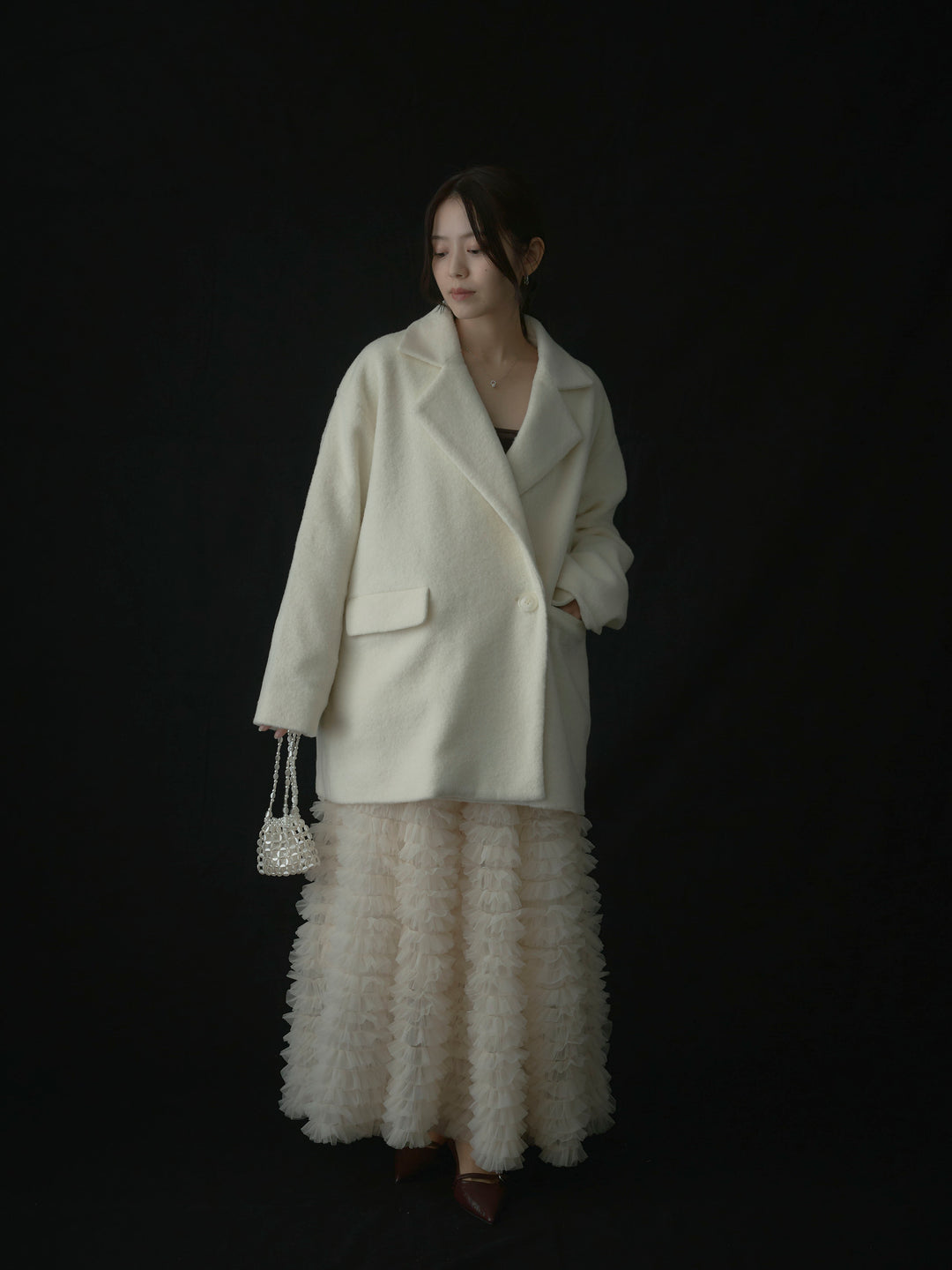 ドラマチックフリルチュールスカート