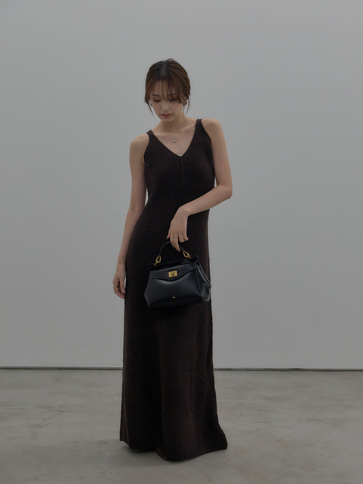 【SET】【Essential】オーバーサイズジャケットコート+リュクスリブニットロングドレス(2set)