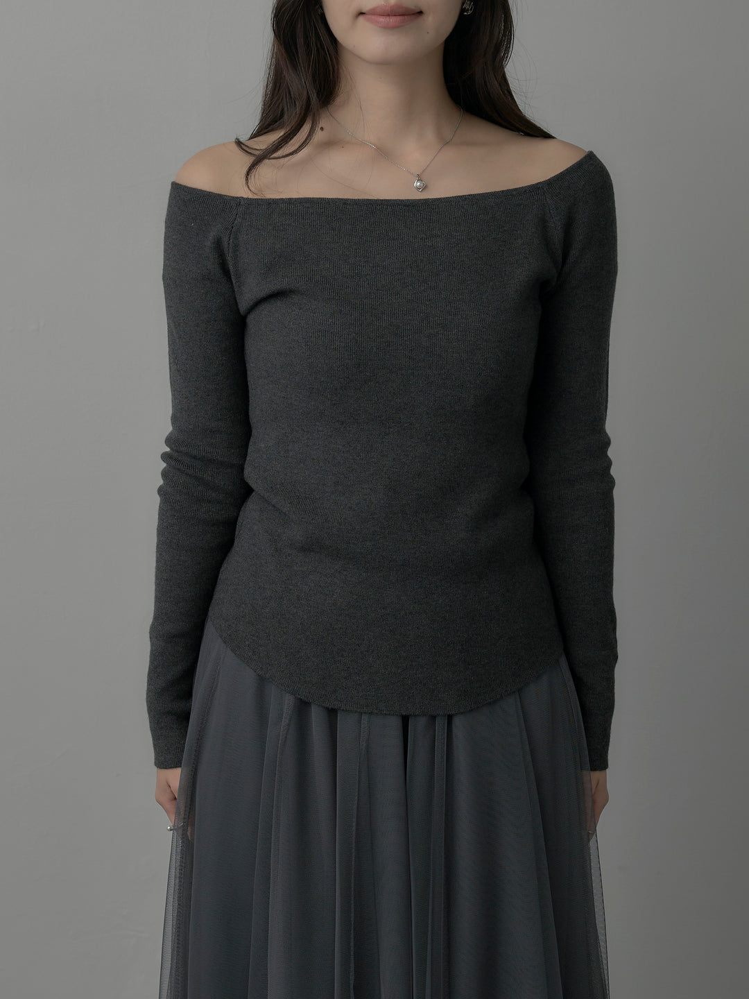 2wayリブニットポンチョトップス