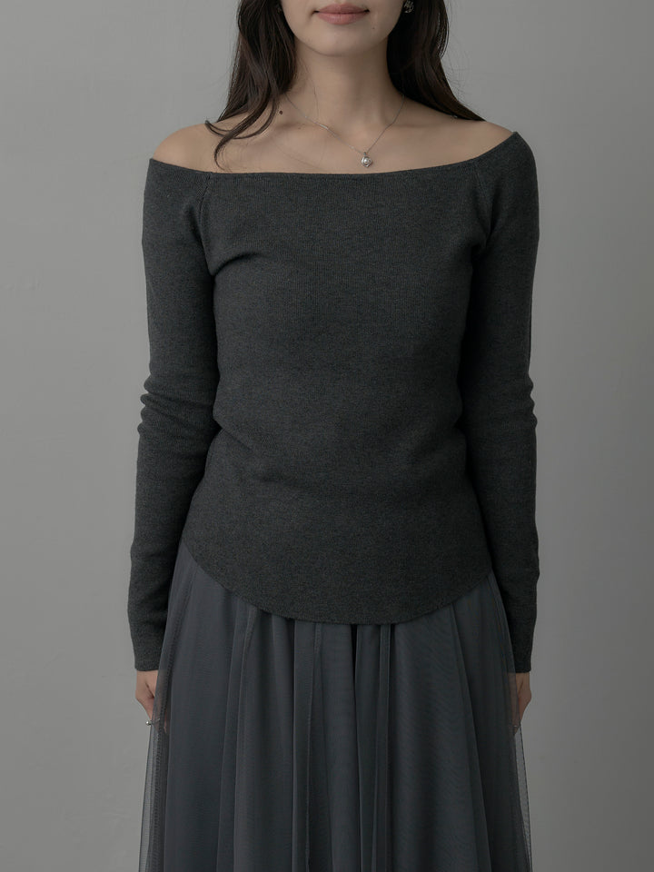 2wayリブニットポンチョトップス