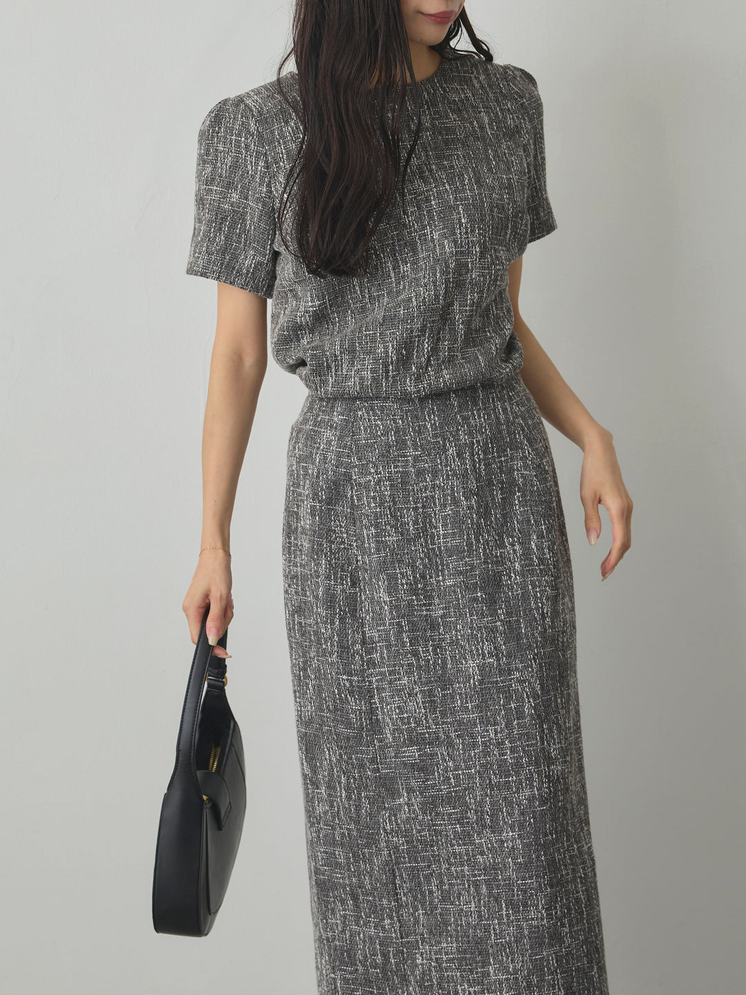 【Essential】ツイードハーフスリーブトップス