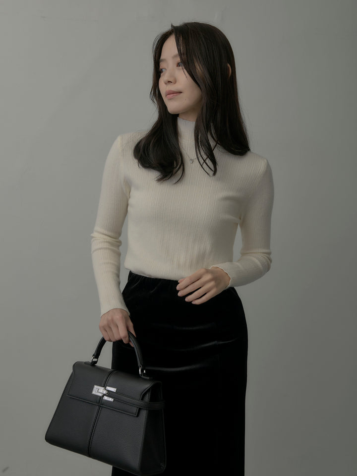 【SET】マフラー付き2WAYケープコート+リブニットタートルネック+ベロアマーメイドスカート(3set)