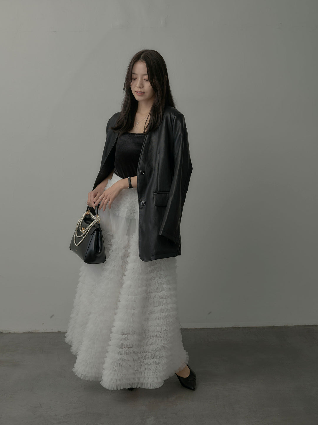 ドラマチックフリルチュールスカート