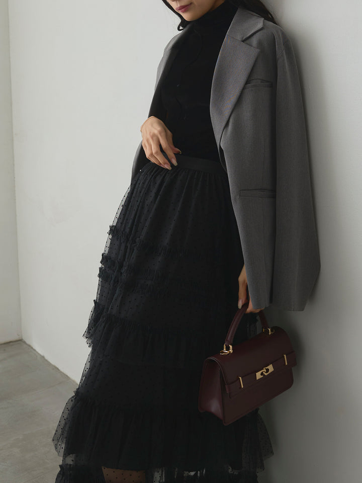 [予約]ドットチュールティアードスカート