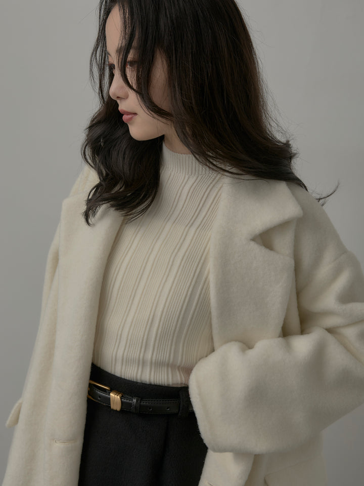 【SET】【Essential】オーバーサイズジャケットコート+プチハイネックリブニットタンク+【Essential】ウールタッチミニスカート(3set)