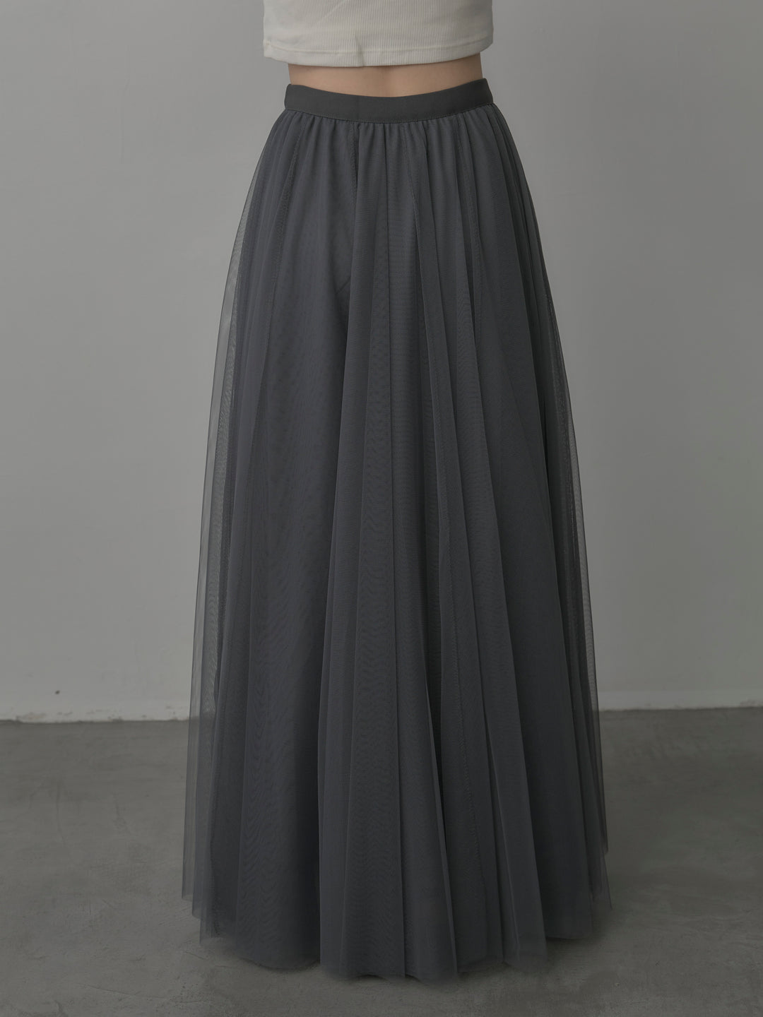 【SET】ポケットデザインリブニットトップス+ボリュームチュールスカート(2set)