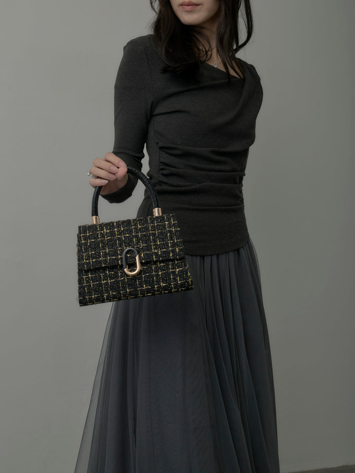 【SET】ドレープデザイントップス+ボリュームチュールスカート(2set)