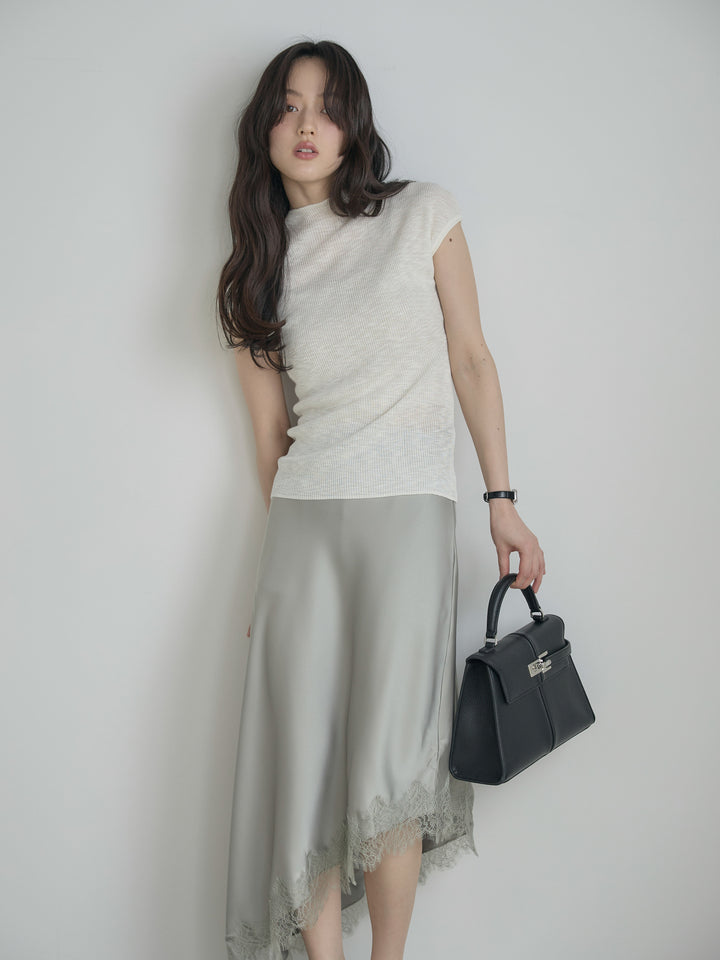 プチハイネックフレンチスリーブカットソー