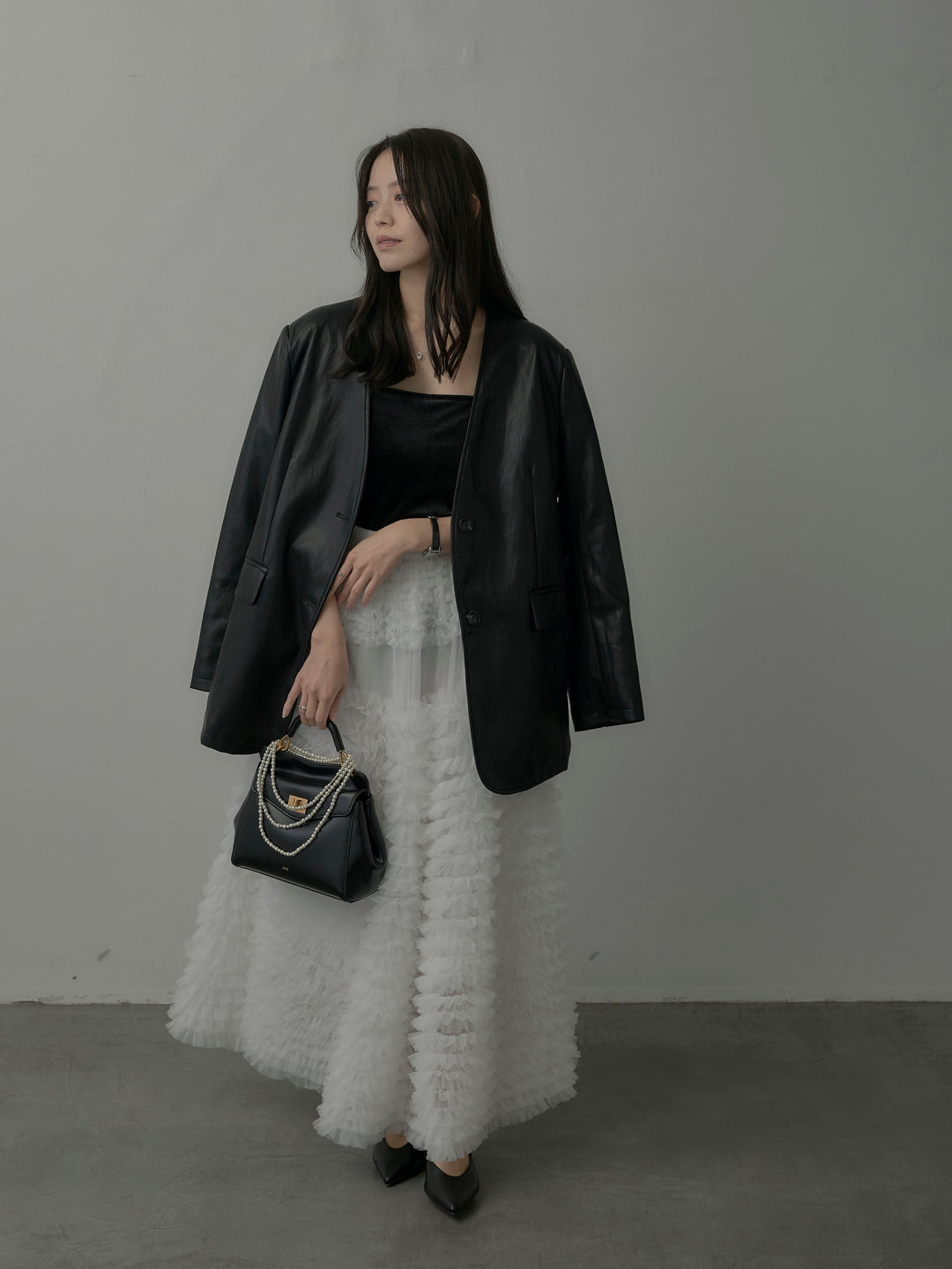 ドラマチックフリルチュールスカート