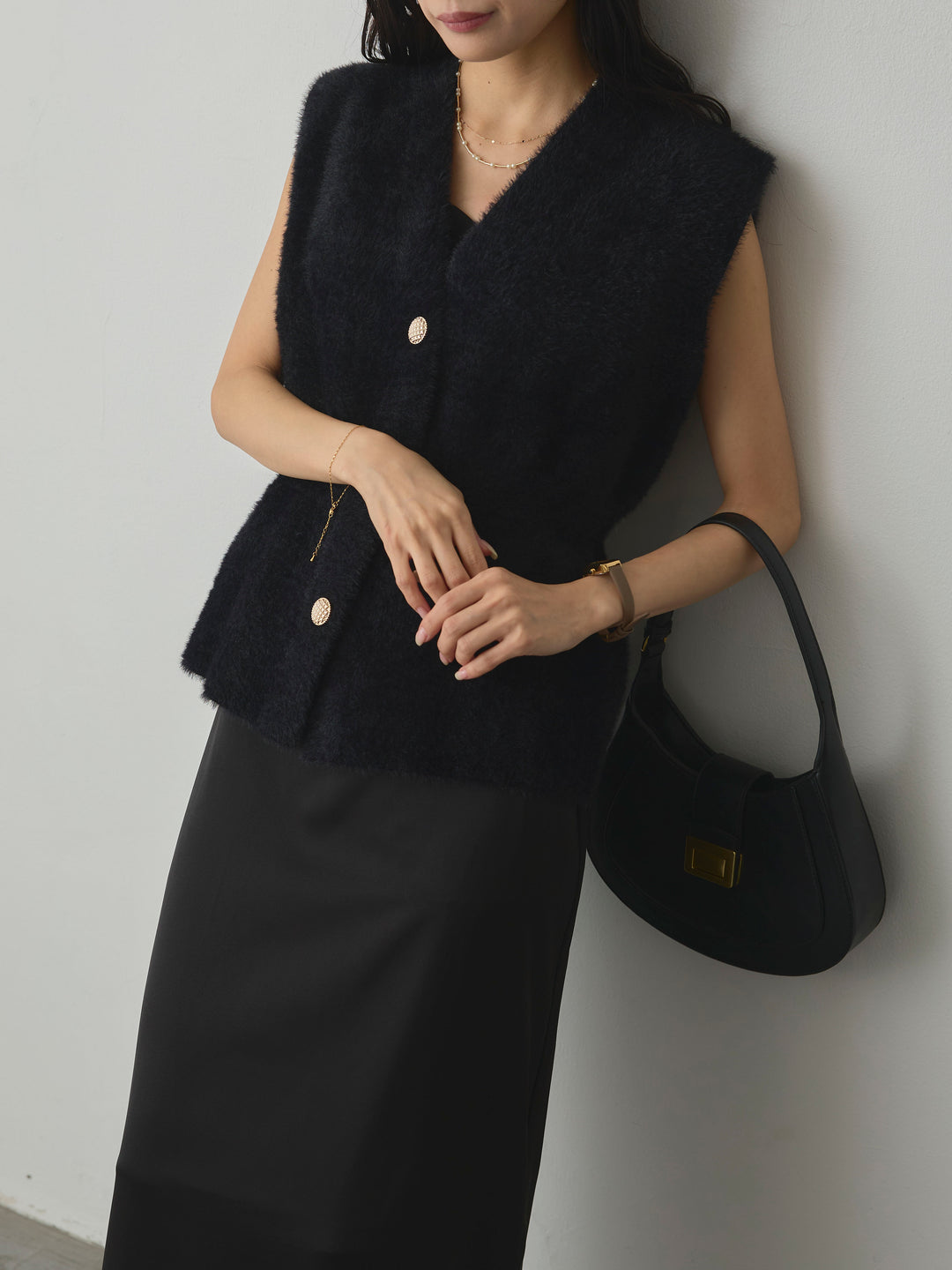 [予約]シャギーニットペプラムベスト