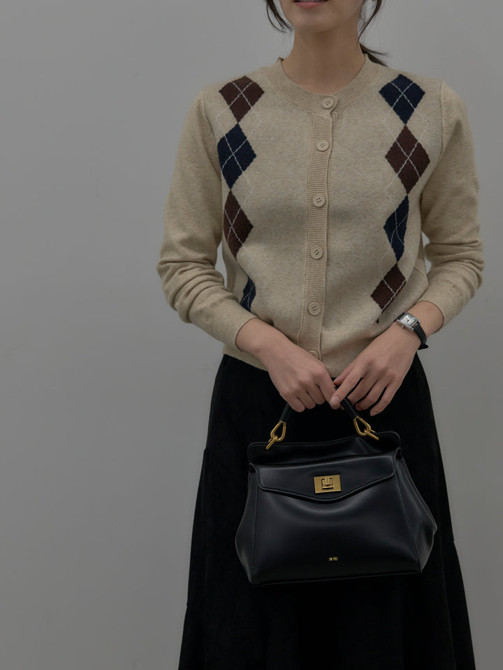 アーガイル柄ニットカーディガン