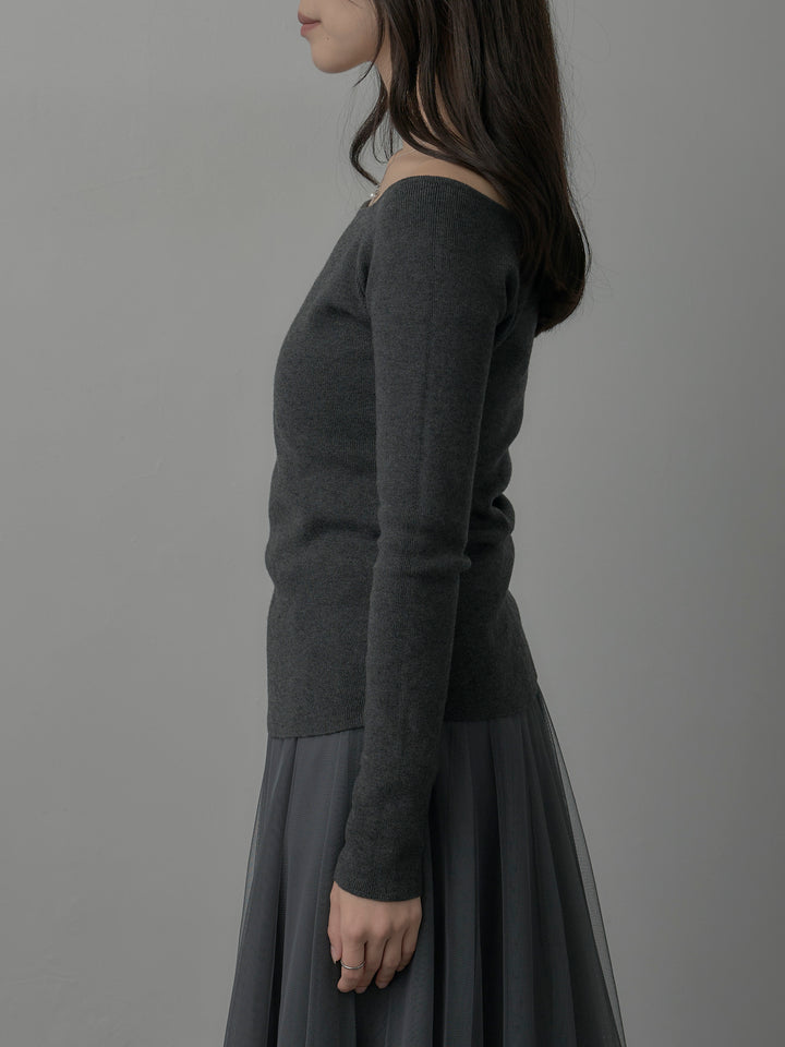 2wayリブニットポンチョトップス