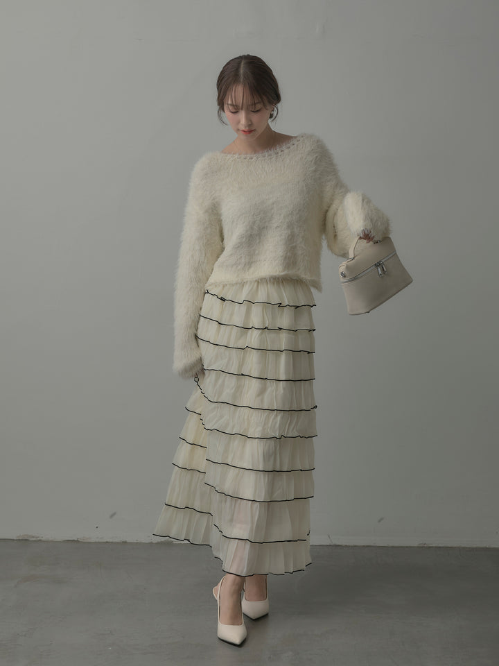 バイカラーフリルチュールスカート
