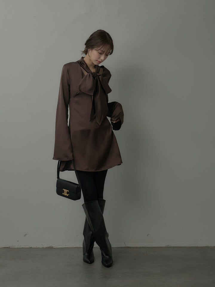 ボウタイサテンミニワンピース