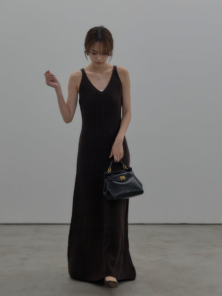 【SET】【Essential】オーバーサイズジャケットコート+リュクスリブニットロングドレス(2set)