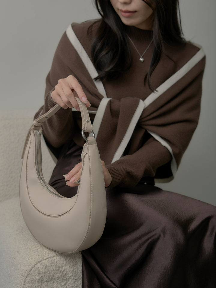 配色スカーフ付きニットトップス