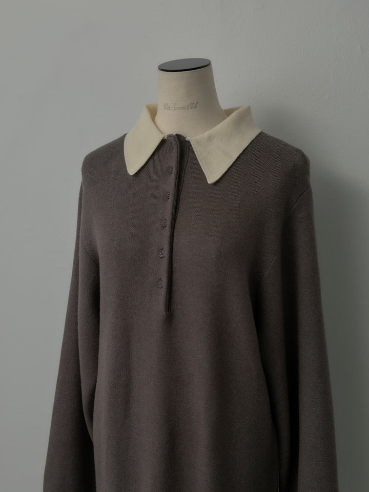 配色ポロニットワンピース