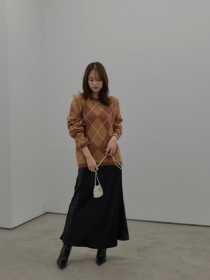 【premium touch】アーガイル柄ニットプルオーバー