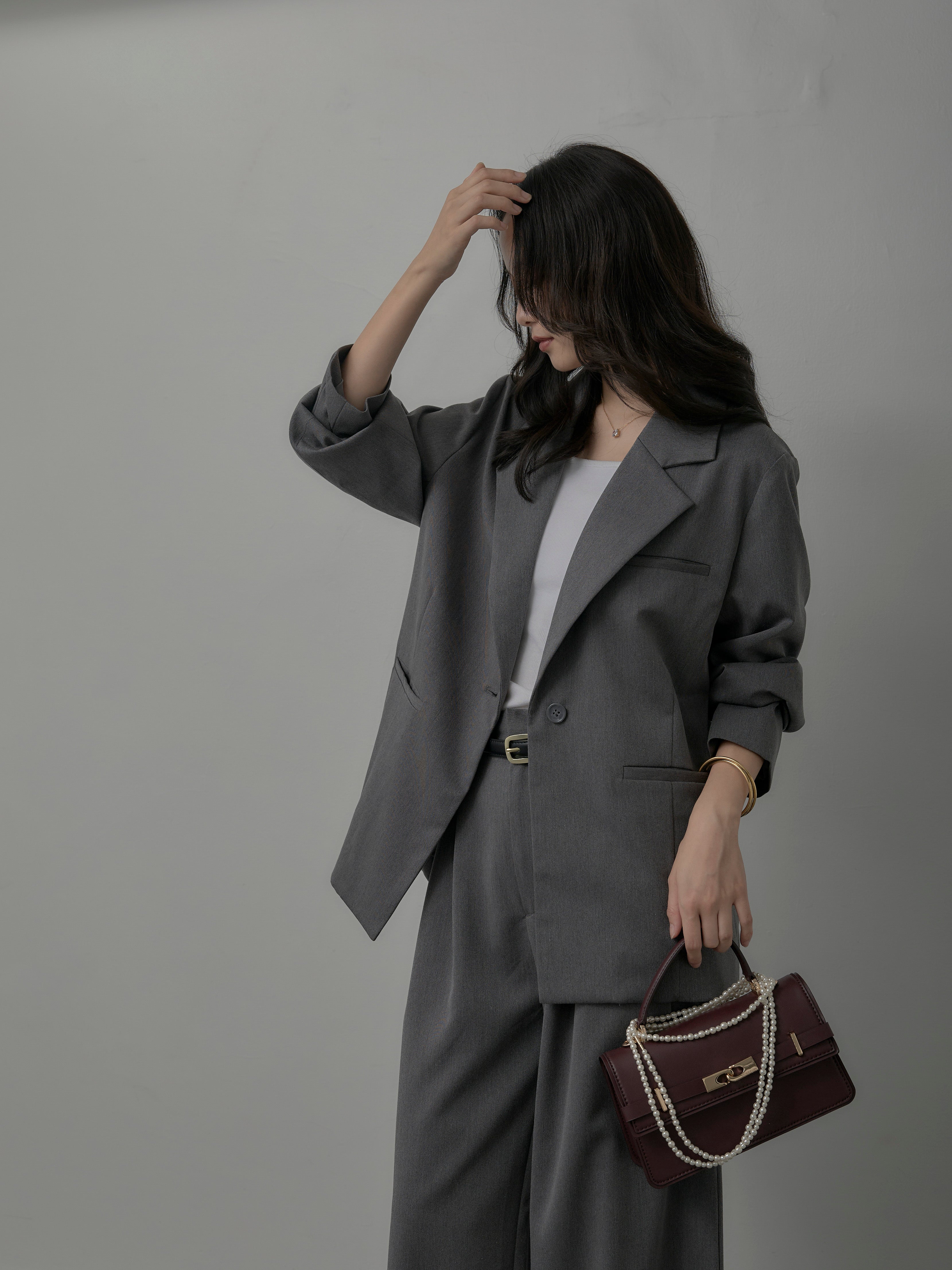 SET】【Essential】ボックスシルエットテーラードジャケット+