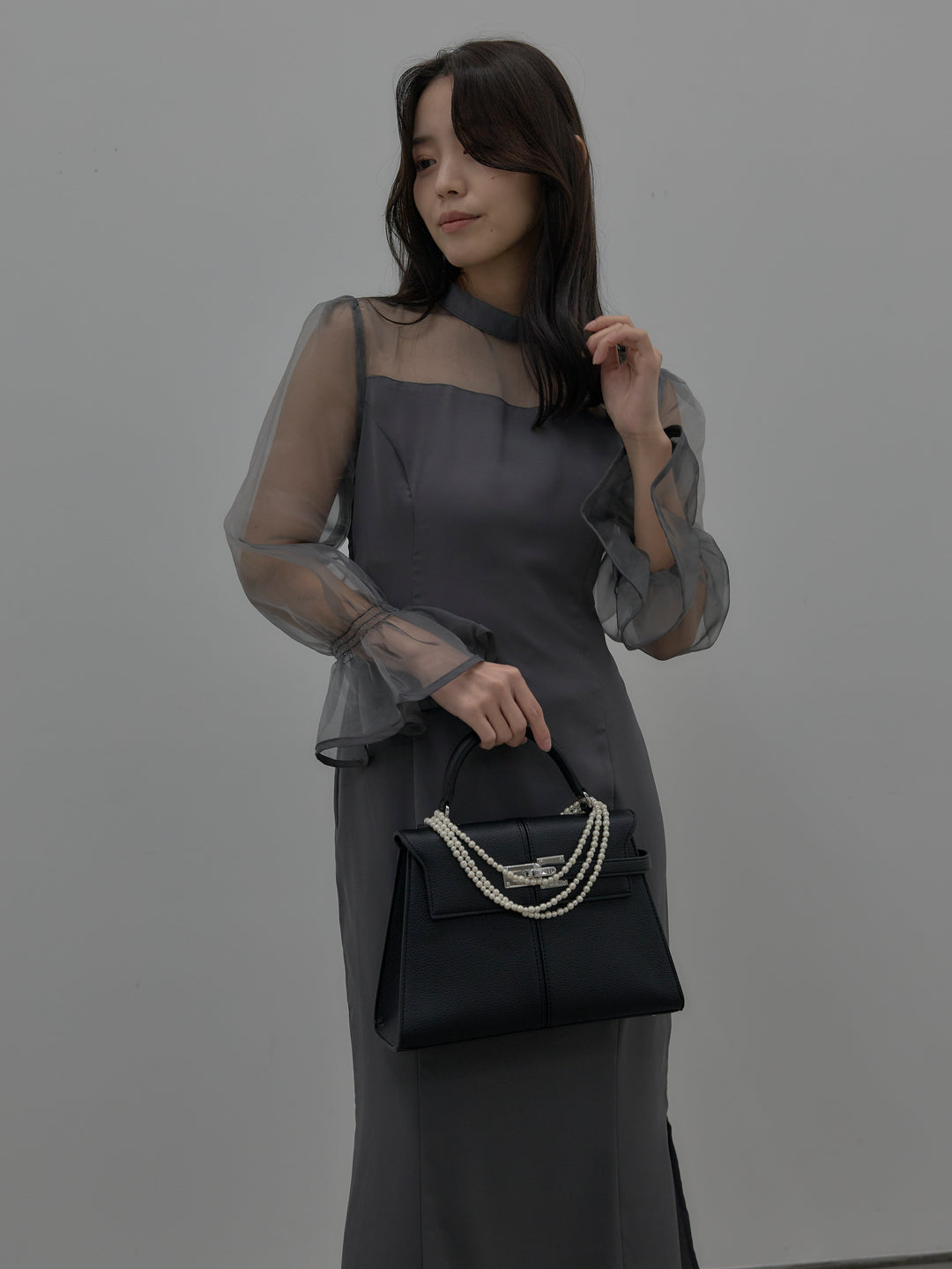 【essential】スタンドカラーマーメイドドレス