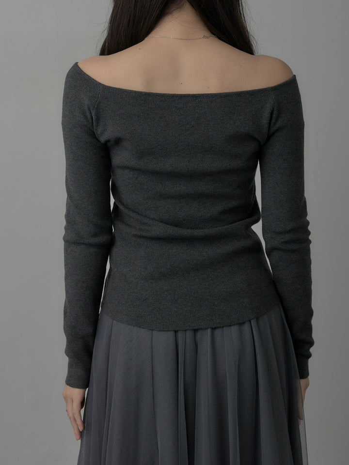 2wayリブニットポンチョトップス