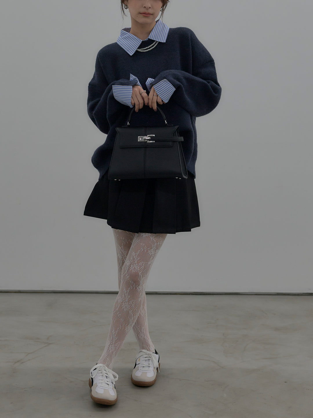 シャツドッキング肉厚ニットプルオーバー