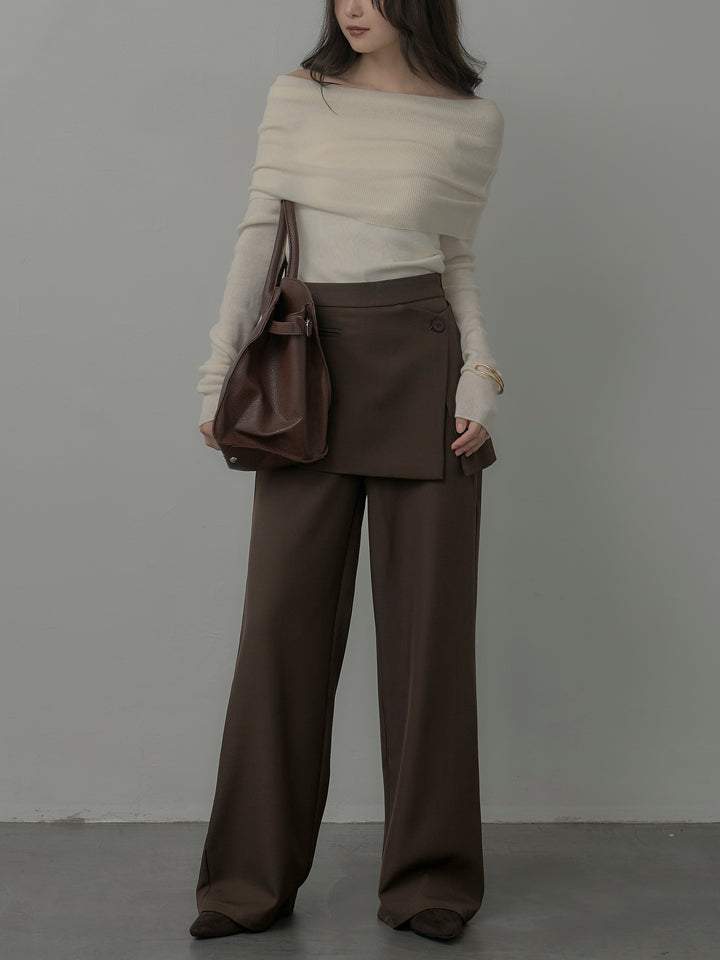 [予約]オフショルリブニットトップス