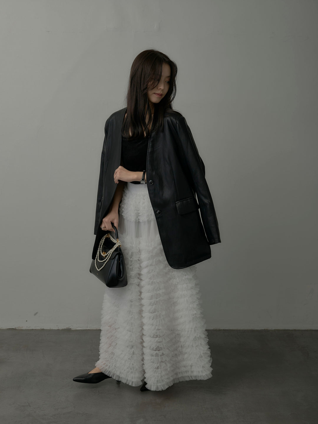 ドラマチックフリルチュールスカート