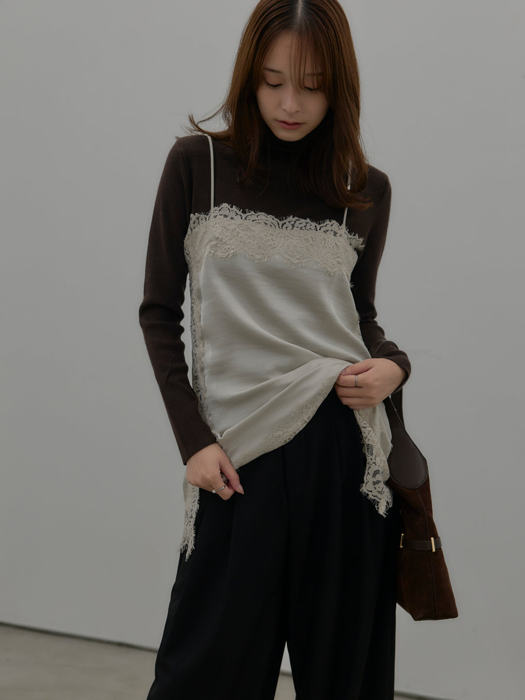 レースサテンキャミソール