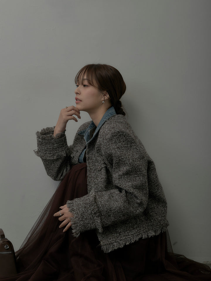 デニムドッキングオーバーサイズツイードジャケット