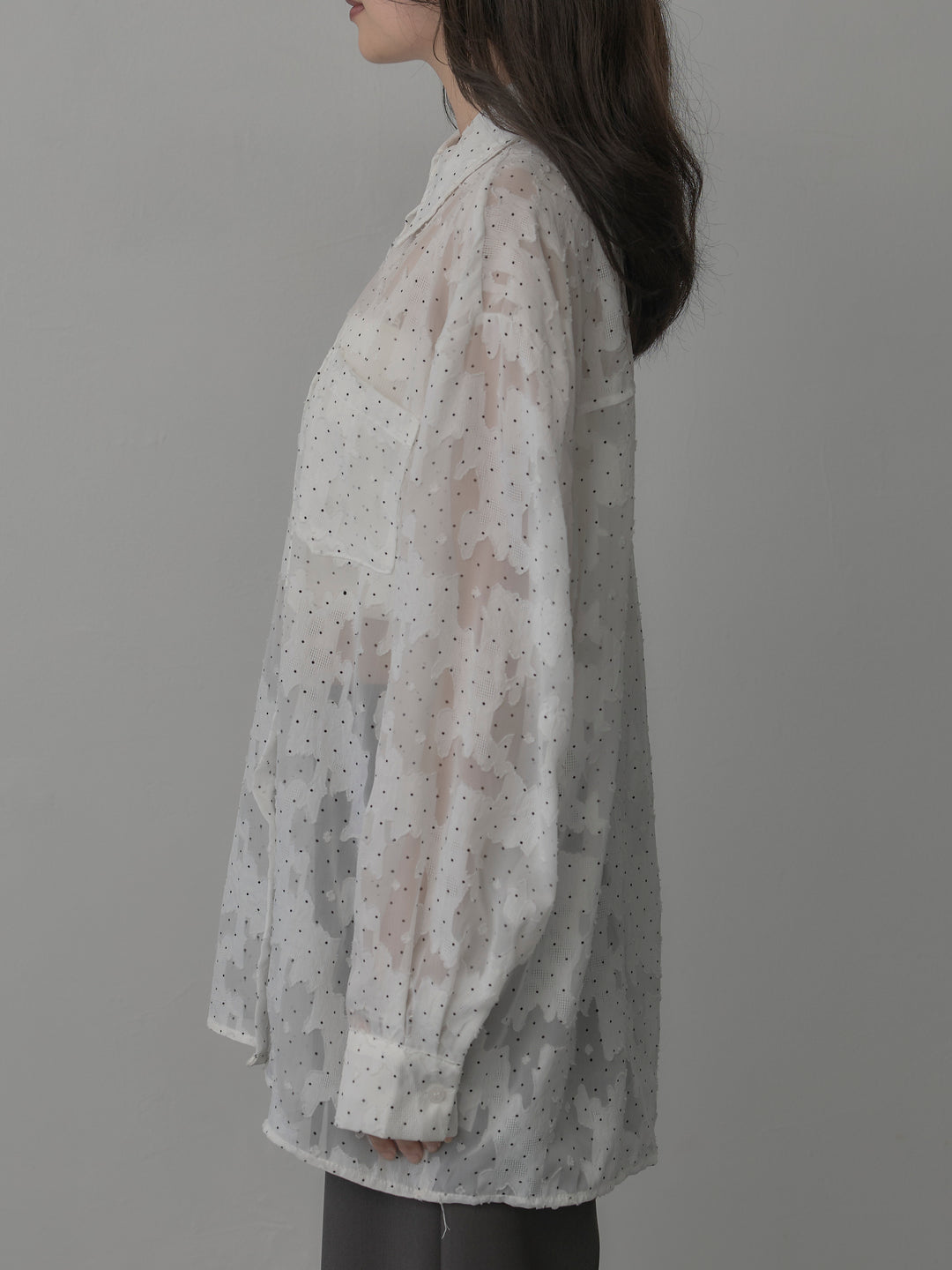 【SET】シアージャガードドットシャツ+ラップワイドパンツ(2set)