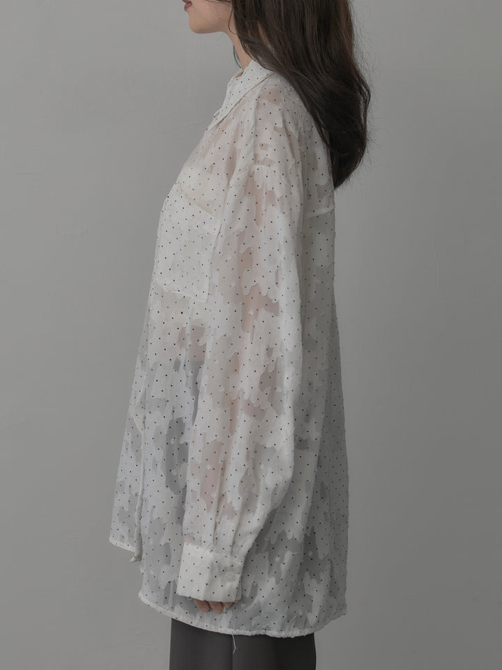 【SET】シアージャガードドットシャツ+ラップワイドパンツ(2set)