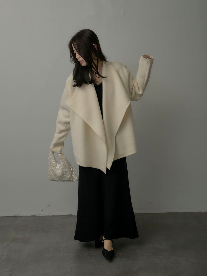 【SET】ショールカラーニットカーディガン+Vネックニットロングワンピース(2set)